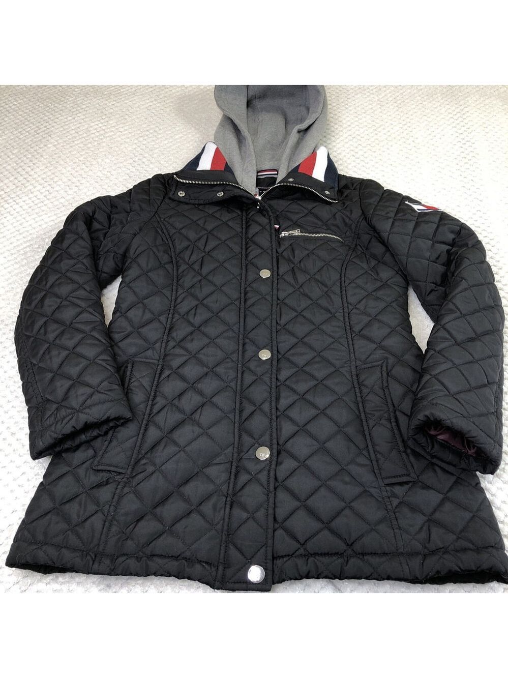 Size XS Tommy Hilfiger Women’s Quilted Puffer Jacket Lined Removable Hood CN - Picture 4 of 16